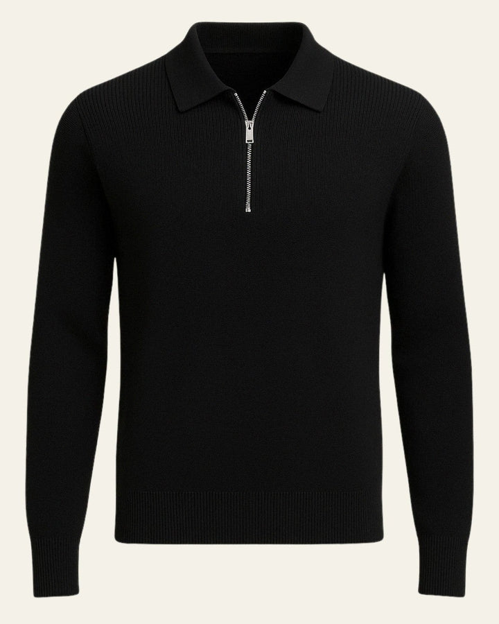 Men's cotton knit sweater with zipper | Warm autumn style