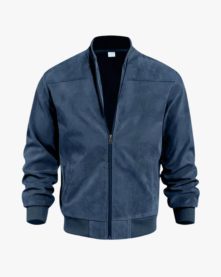Women's suede bomber jacket for autumn, mid-season jacket for cool days