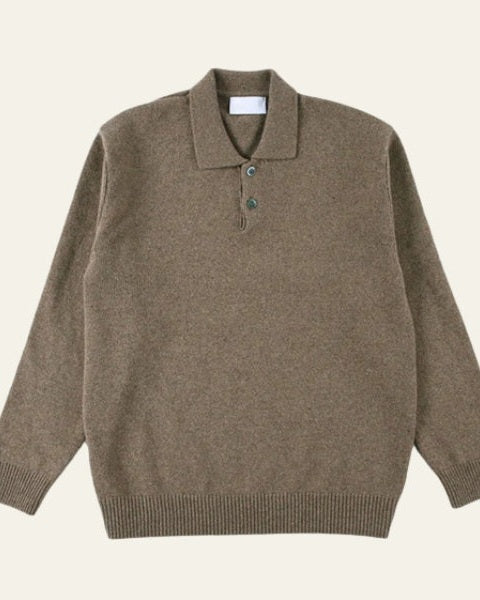 Pull polo homme en coton, maille douce, pour l’automne, avec bouton