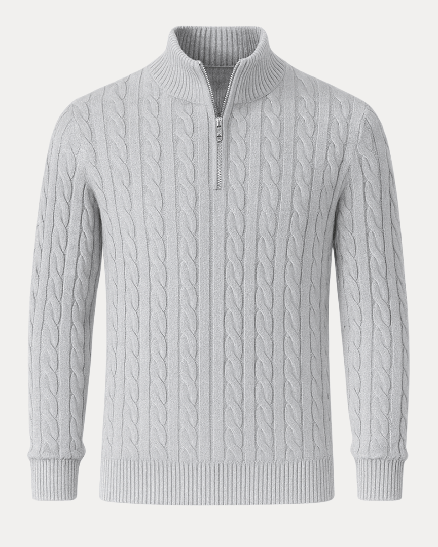 Pull en maille unisexe à fermeture éclair, motif torsadé, pour l’automne