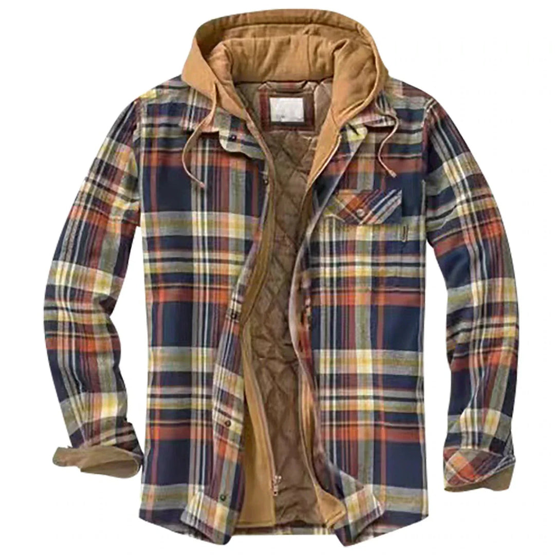 Veste chemise homme à carreaux en flanelle à capuche, surchemise doublée chaude pour l'hiver