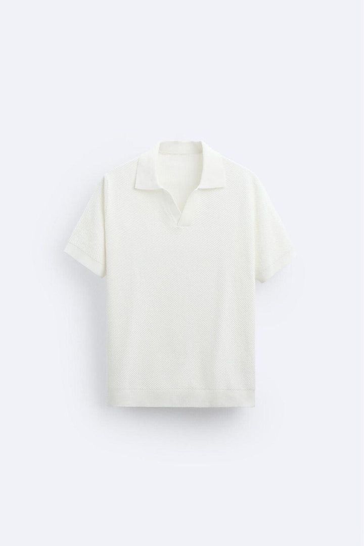 Polo en tricot classique élégante en blanc éclatant