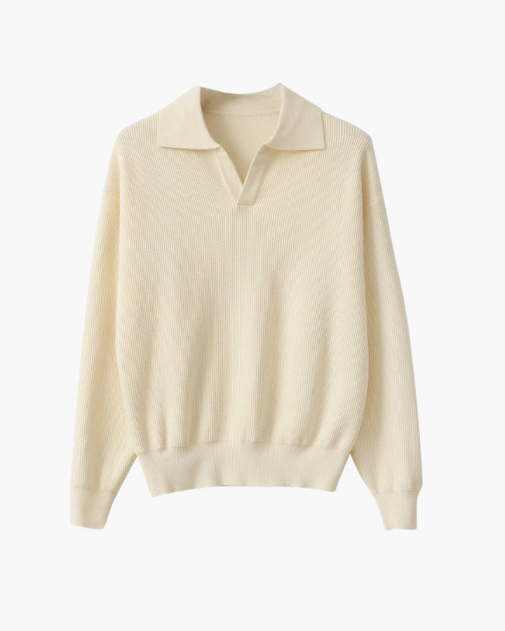 Men's textured knit polo sweater for autumn