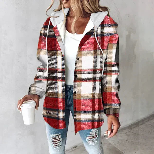 Veste chemise femme en flanelle et coton à capuche pour l’été et la mi-saison