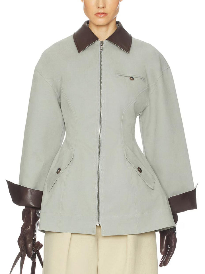 Women's oversized leather jacket, cropped, for fall and transitional seasons