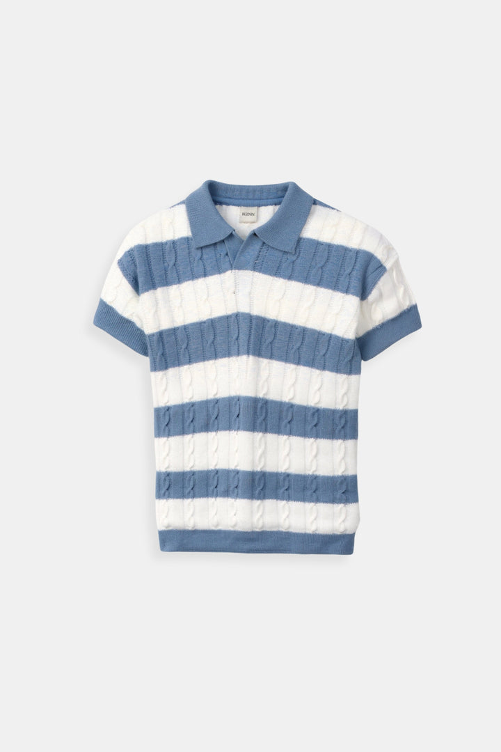 Elegant Short-Sleeve Polo Shirt for Men with Bold Stripes - Perfect for a Sporty and Chic Look