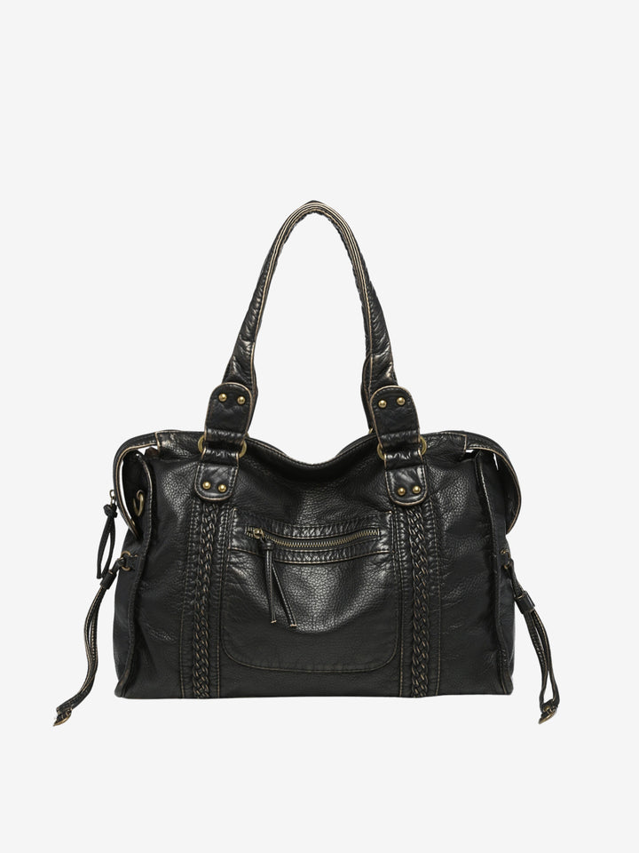 Women's leather bag for work and laptop, autumn urban style