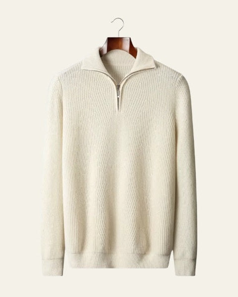 Pull homme en laine mérinos pour l’automne, pull en maille à demi-zip