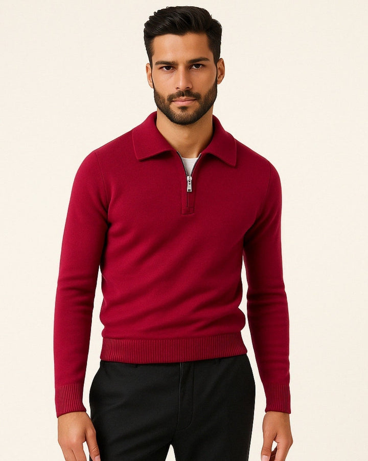 Pull homme en cachemire à fermeture éclair pour l’automne et les journées fraîches, style smart casual