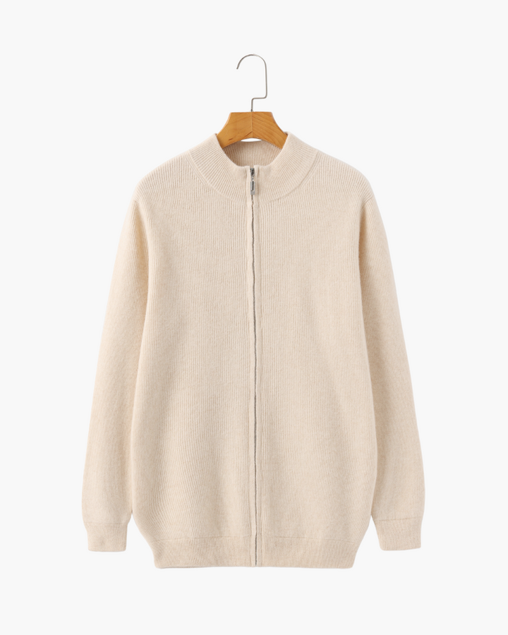 Gilet en laine pour homme à fermeture éclair avec col montant, maille automnale