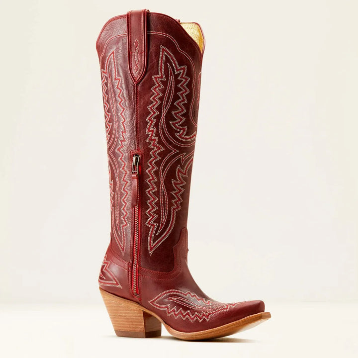 Bottes western femme en daim brodé avec talon cubain, style cowboy pour l’automne