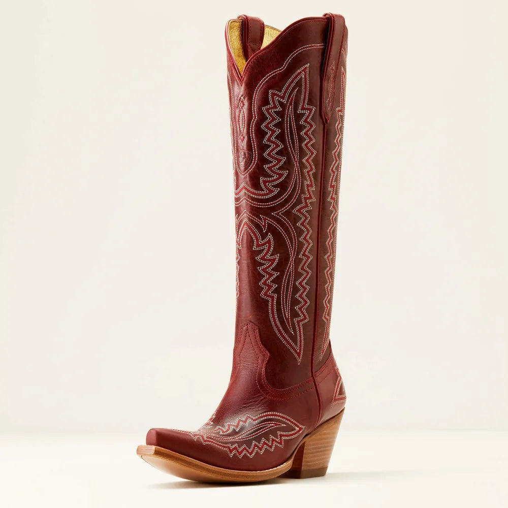 Bottes western femme en daim brodé avec talon cubain, style cowboy pour l’automne