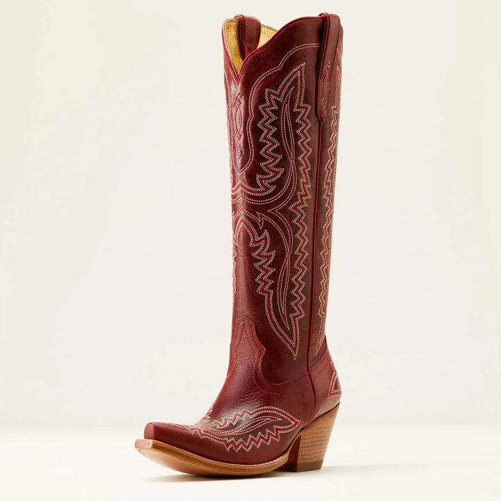Bottes western femme en daim brodé avec talon cubain, style cowboy pour l’automne