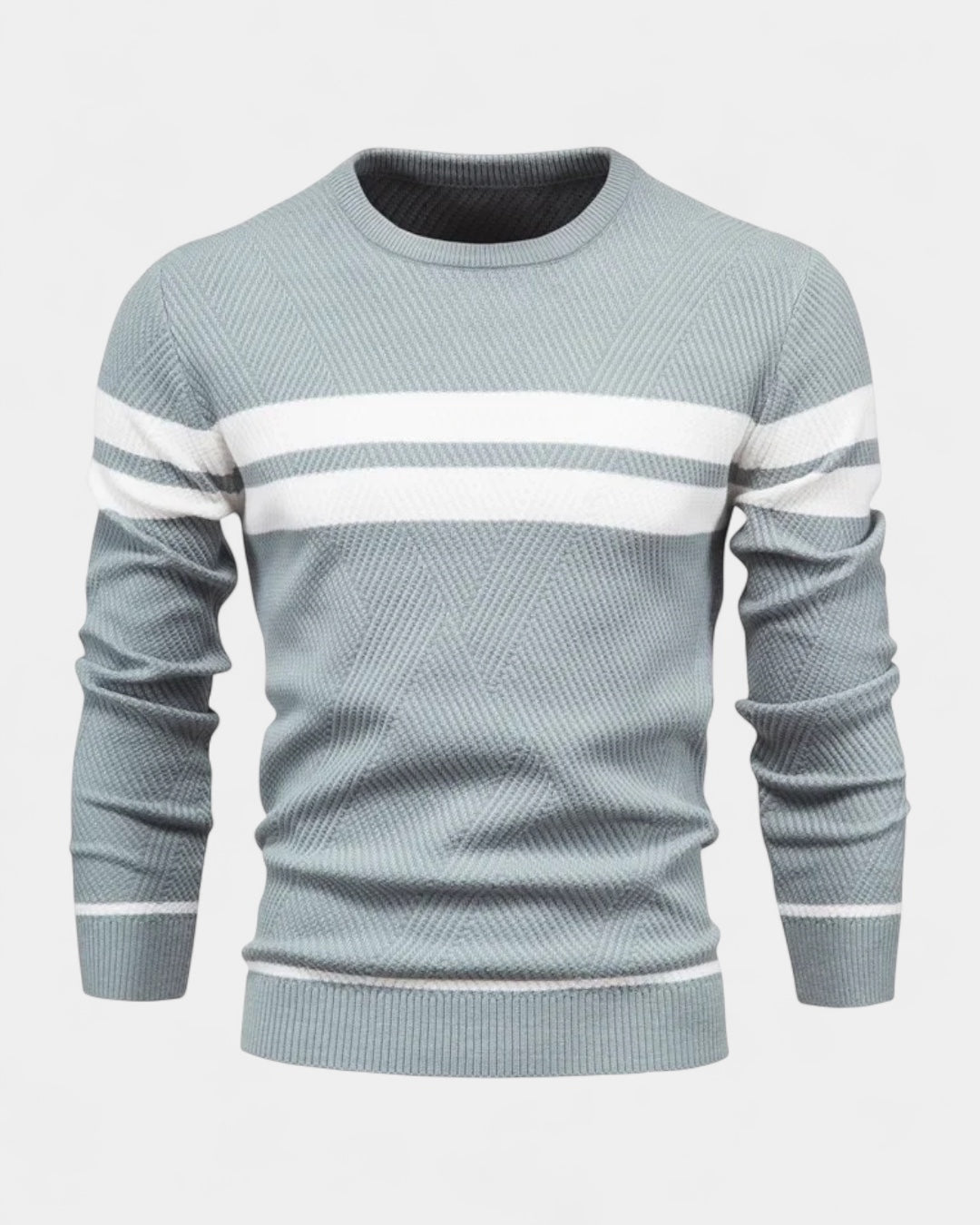 Pull homme en coton rayé à col rond, coupe slim, pour l’automne