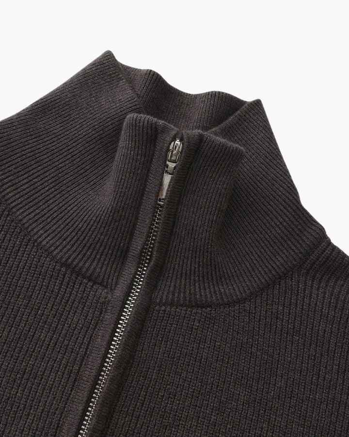 Pull en laine pour homme à col zippé, côtelé, style smart casual, automne