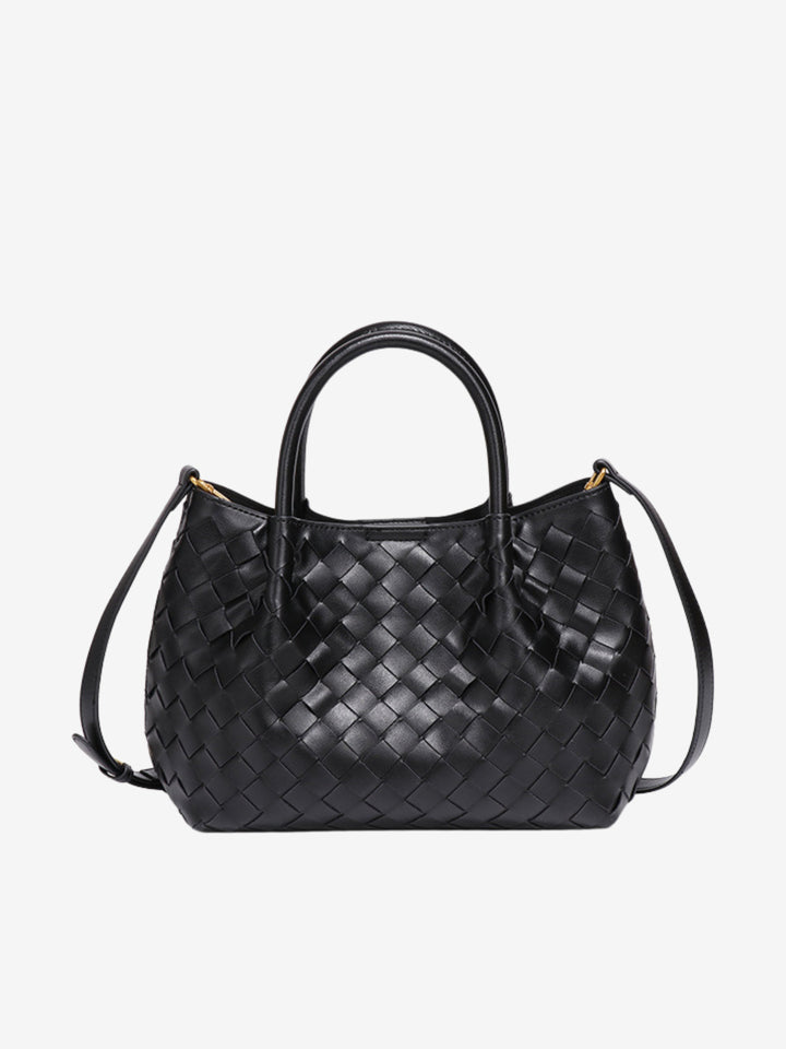 Grand sac à bandoulière pour femme en cuir tressé, collection automne
