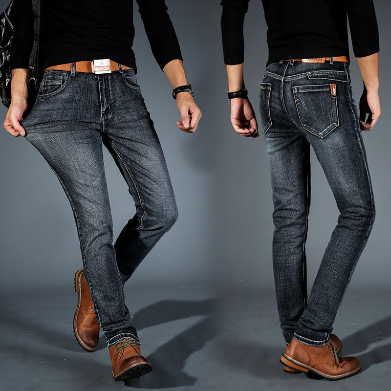 Men's slim-fit stretch cotton jeans for autumn
