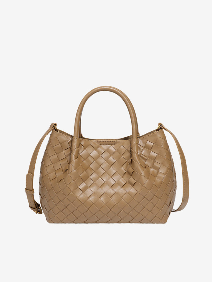 Grand sac à bandoulière pour femme en cuir tressé, collection automne