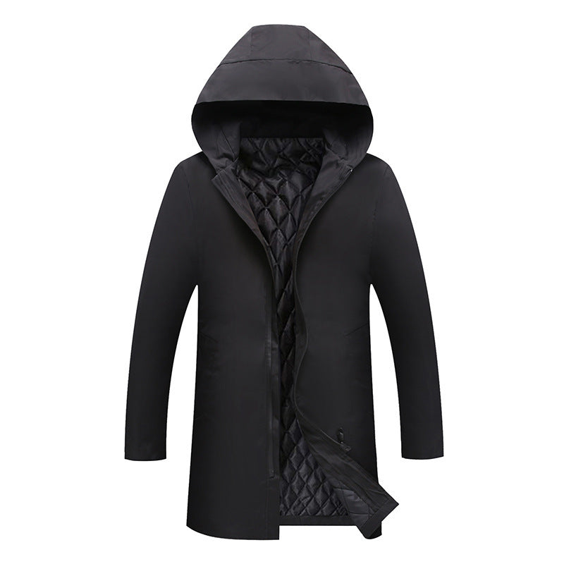 Parka homme mi-longue à capuche doublée matelassée, manteau d'hiver chaud au style urbain