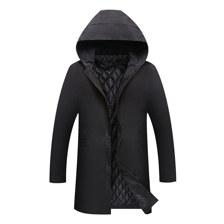 Parka homme mi-longue à capuche doublée matelassée, manteau d'hiver chaud au style urbain
