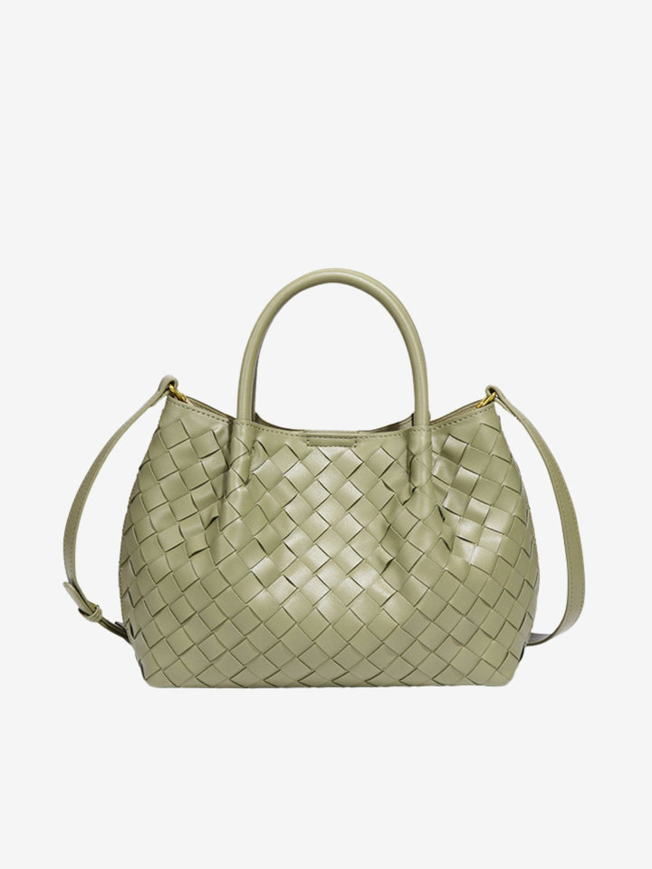 Grand sac à bandoulière pour femme en cuir tressé, collection automne