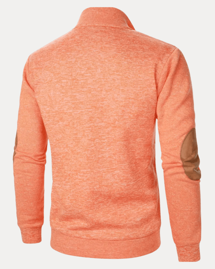 Pull homme en laine à col montant chiné avec écussons, collection automne