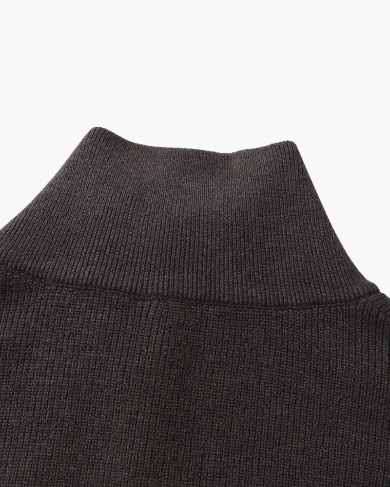 Pull en laine pour homme à col zippé, côtelé, style smart casual, automne