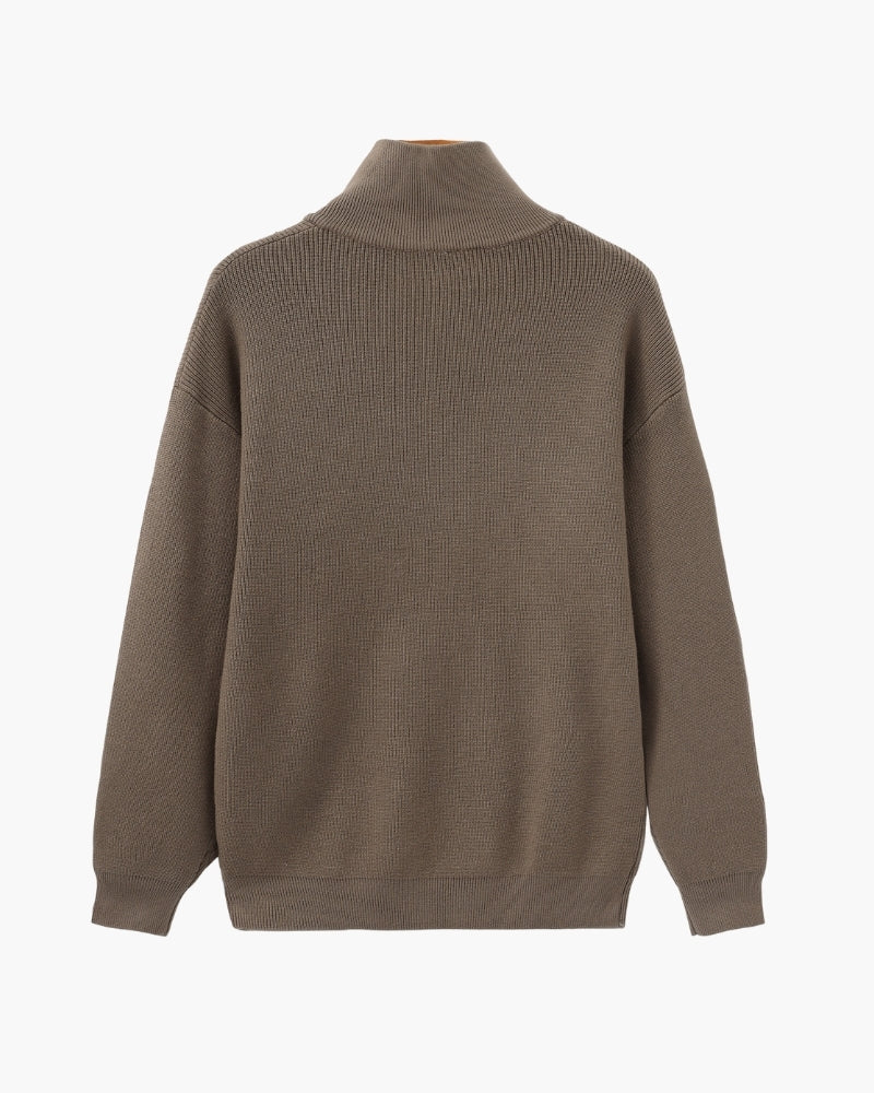 Pull en laine pour homme à col zippé, côtelé, style smart casual, automne