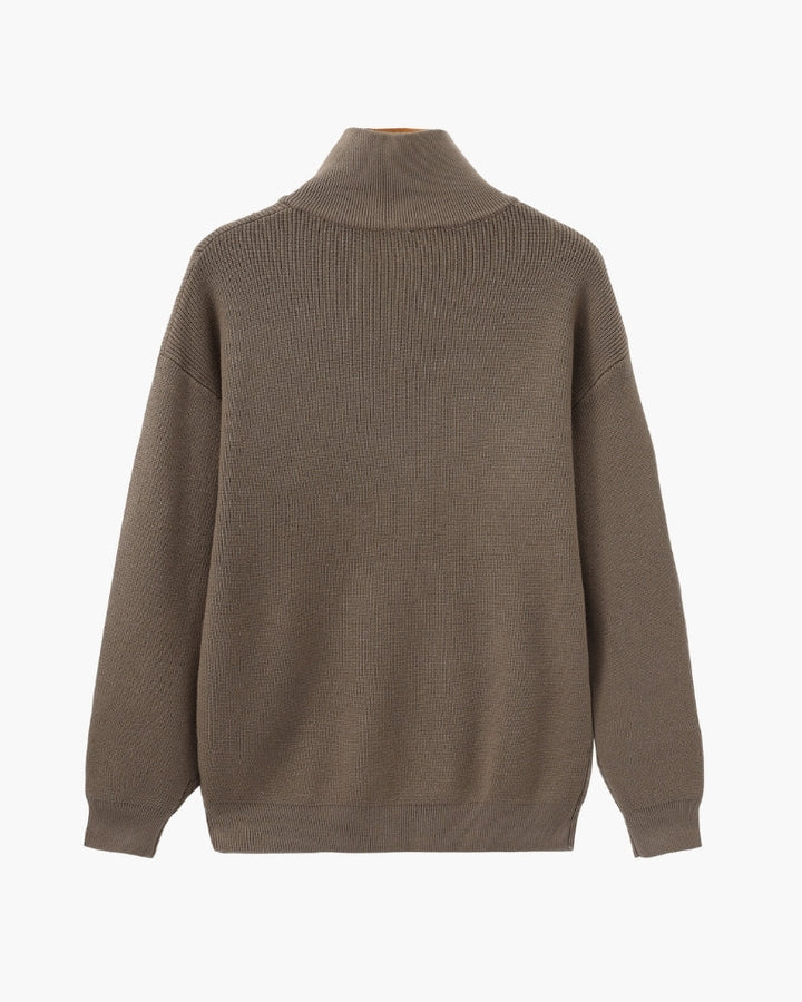 Pull en laine pour homme à col zippé, côtelé, style smart casual, automne