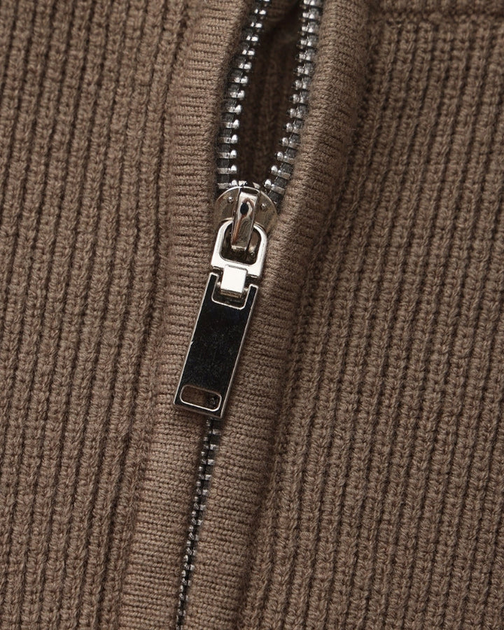 Pull en laine pour homme à col zippé, côtelé, style smart casual, automne