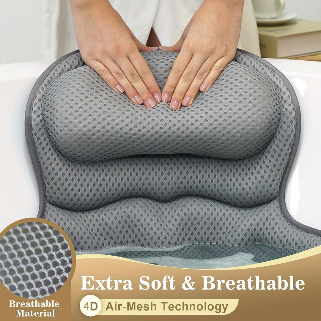 Coussin de bain LuxieSpa 4D Luxe - Coussin respirant avec support pour le cou et le dos pour un bain relaxant