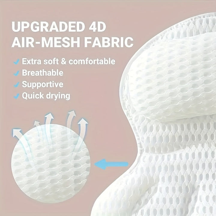 Coussin de bain LuxieSpa 4D Luxe - Coussin respirant avec support pour le cou et le dos pour un bain relaxant
