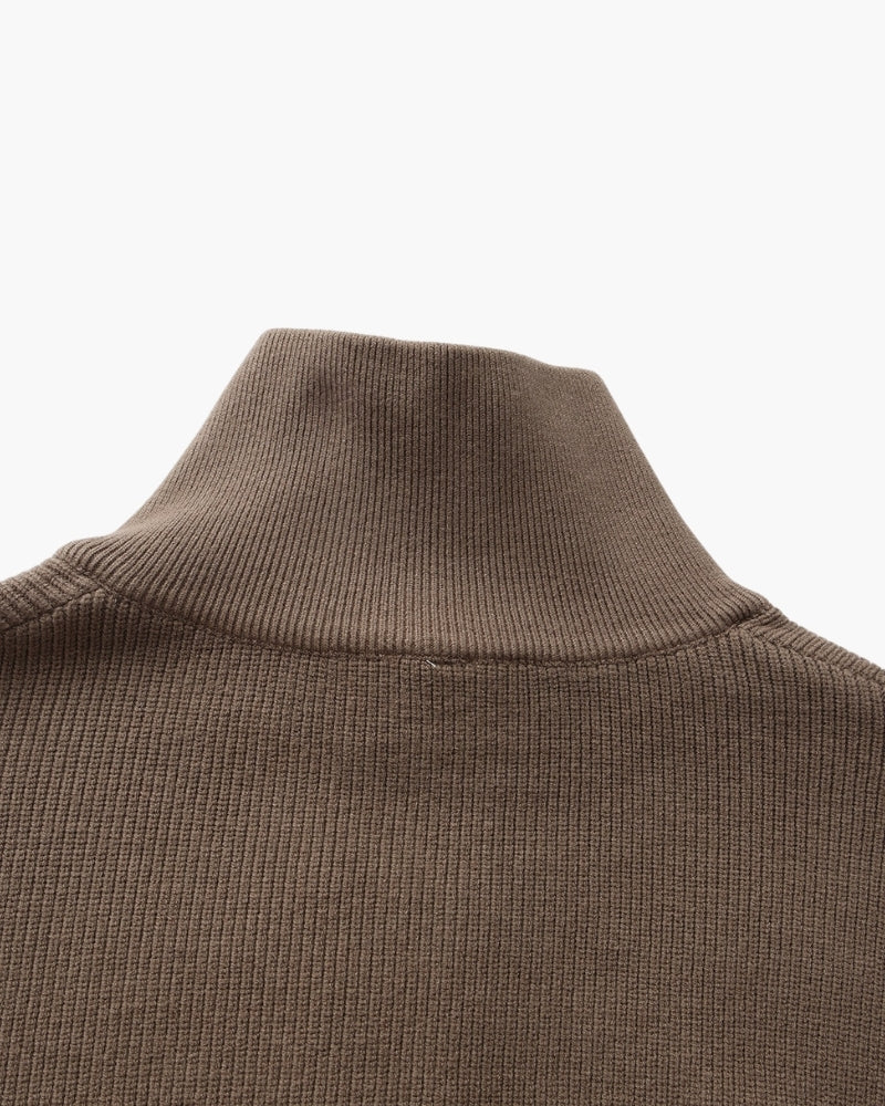 Pull en laine pour homme à col zippé, côtelé, style smart casual, automne