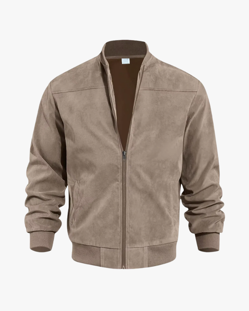 Women's suede bomber jacket for autumn, mid-season jacket for cool days