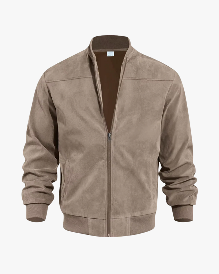 Women's suede bomber jacket for autumn, mid-season jacket for cool days