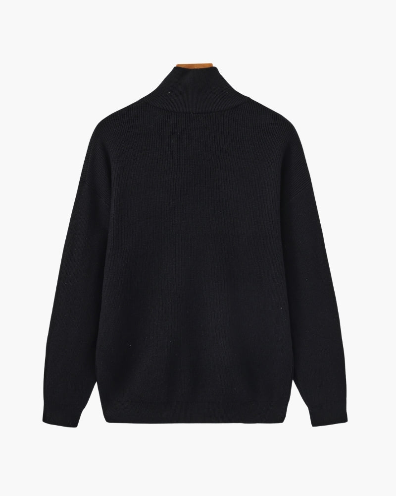 Pull en laine pour homme à col zippé, côtelé, style smart casual, automne