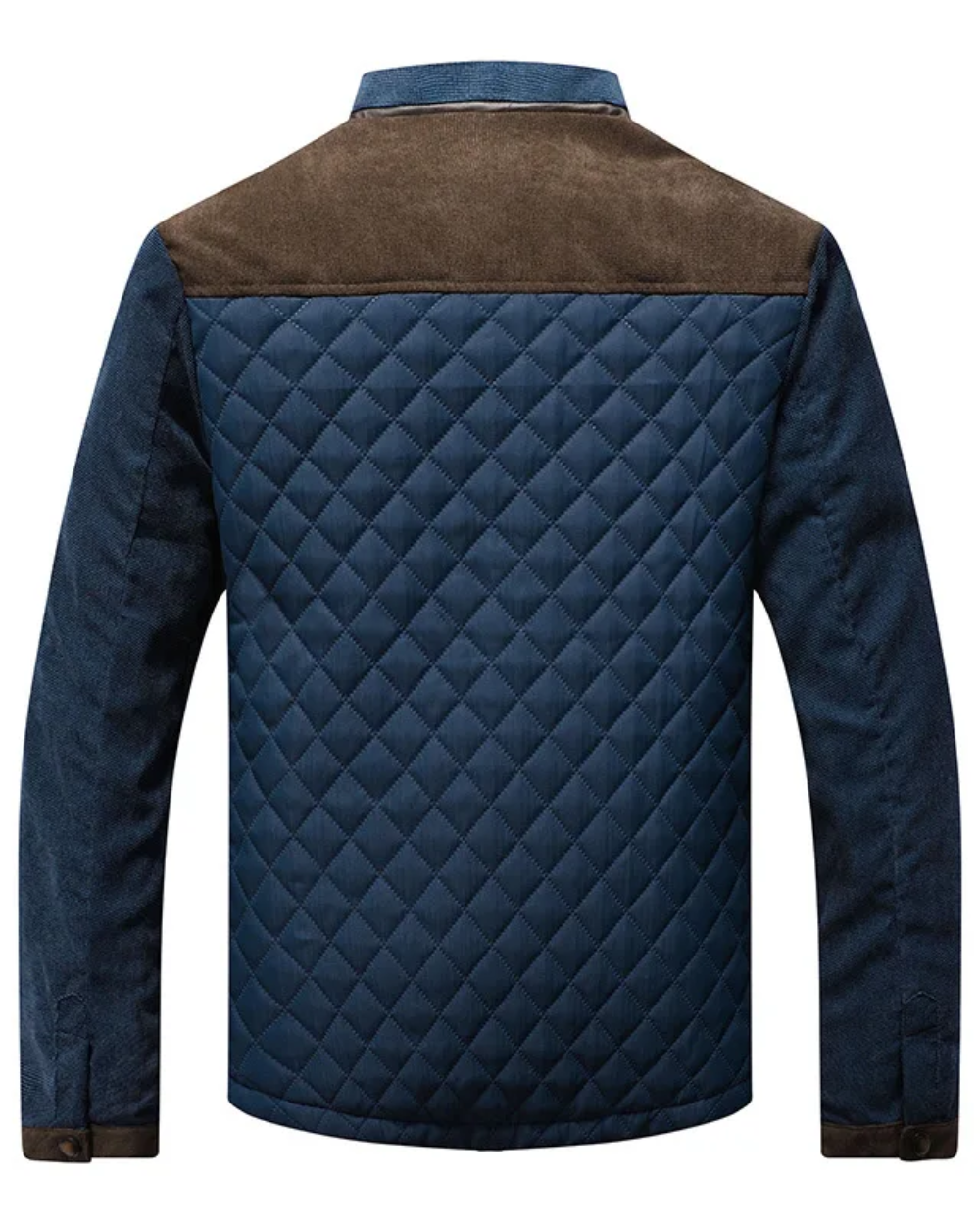 Veste matelassée homme col montant avec empiècements en velours côtelé, blouson pour l'automne