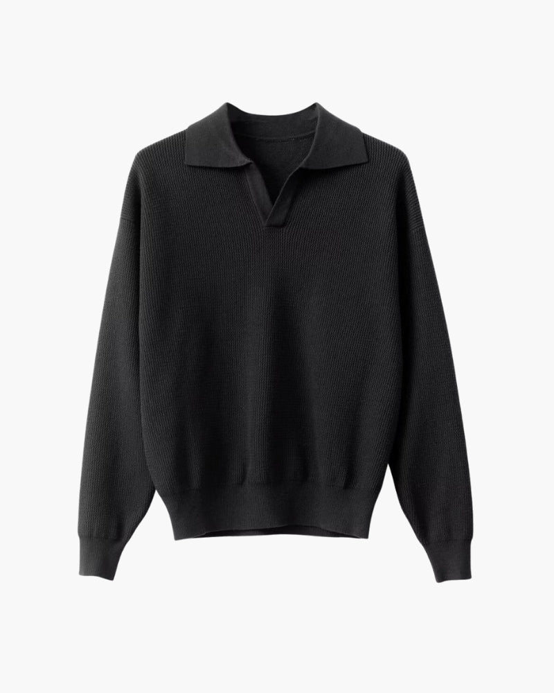 Men's textured knit polo sweater for autumn