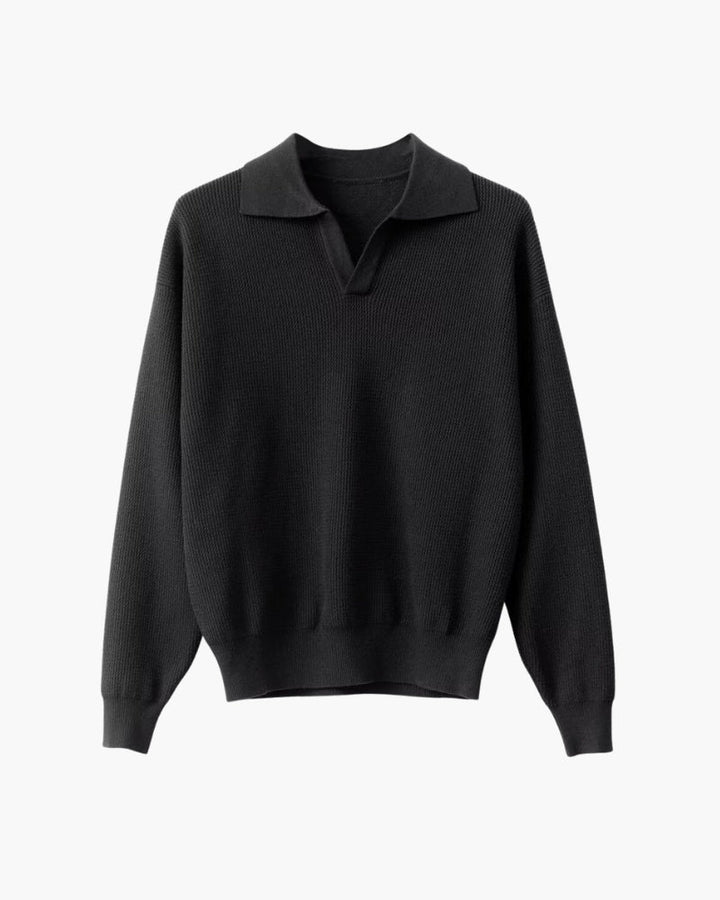 Men's textured knit polo sweater for autumn