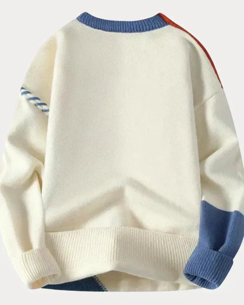 Men’s cable-knit wool crew-neck sweater, ideal for autumn