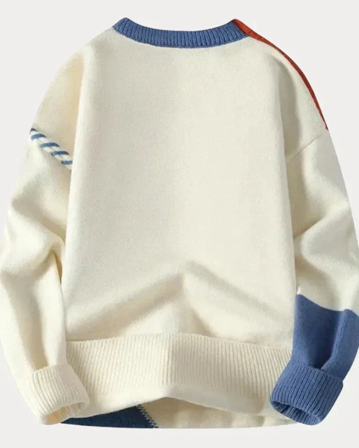 Men’s cable-knit wool crew-neck sweater, ideal for autumn