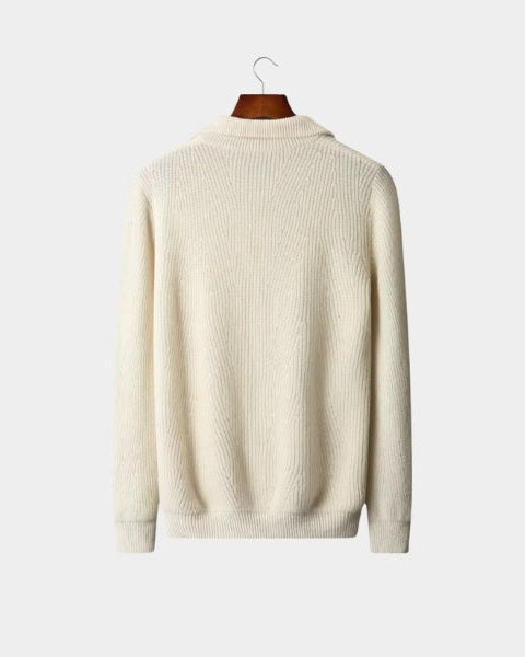Pull homme en laine mérinos pour l’automne, pull en maille à demi-zip