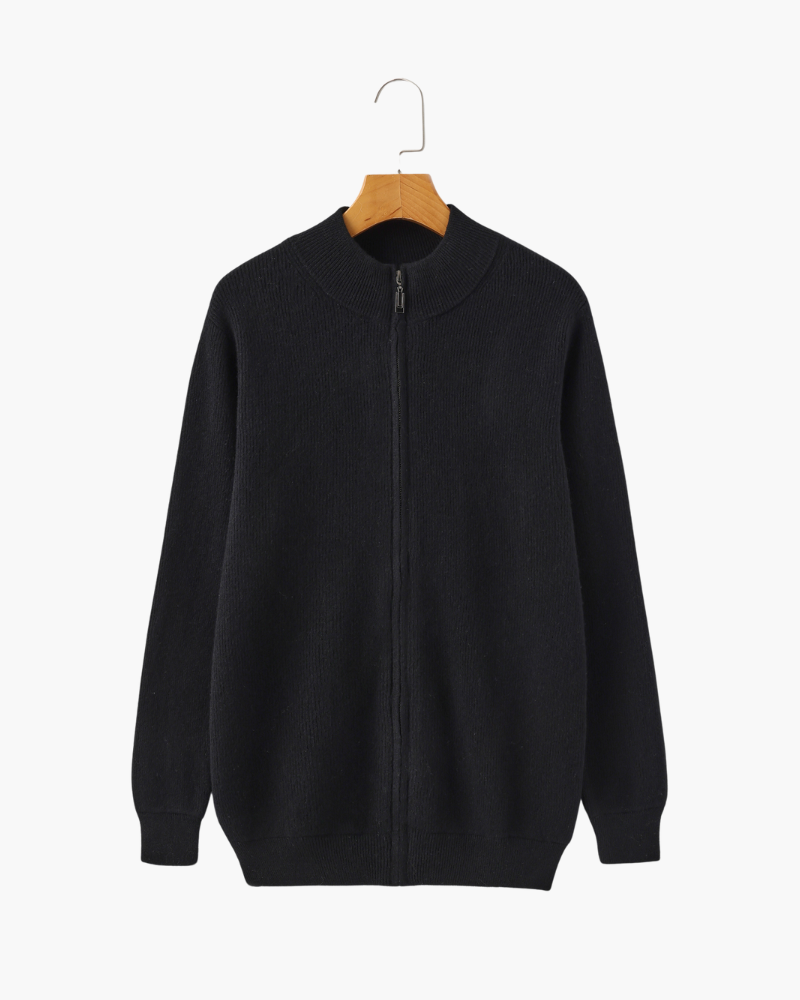 Gilet en laine pour homme à fermeture éclair avec col montant, maille automnale