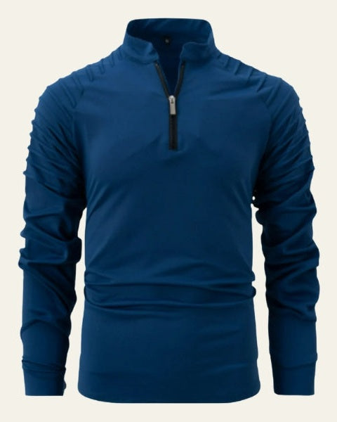 Sweat-shirt en maille pour homme en coton, à fermeture éclair mi-longue, pour l’automne