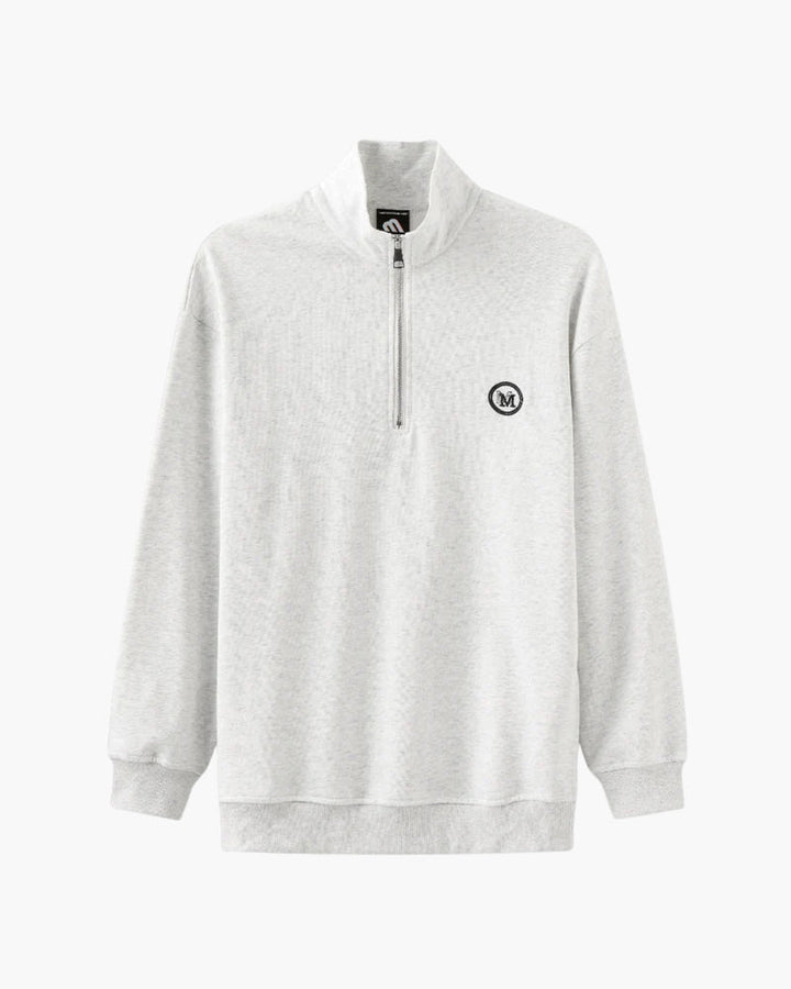 Men's zip-up cotton sweatshirt with a stand collar, in a casual autumn style