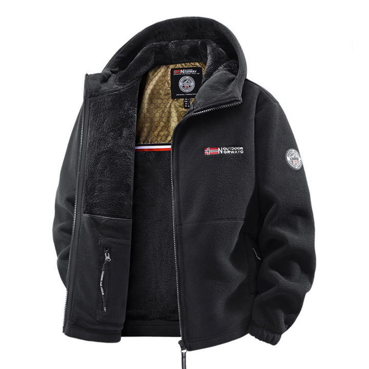 Warm men's winter hooded windproof jacket for autumn