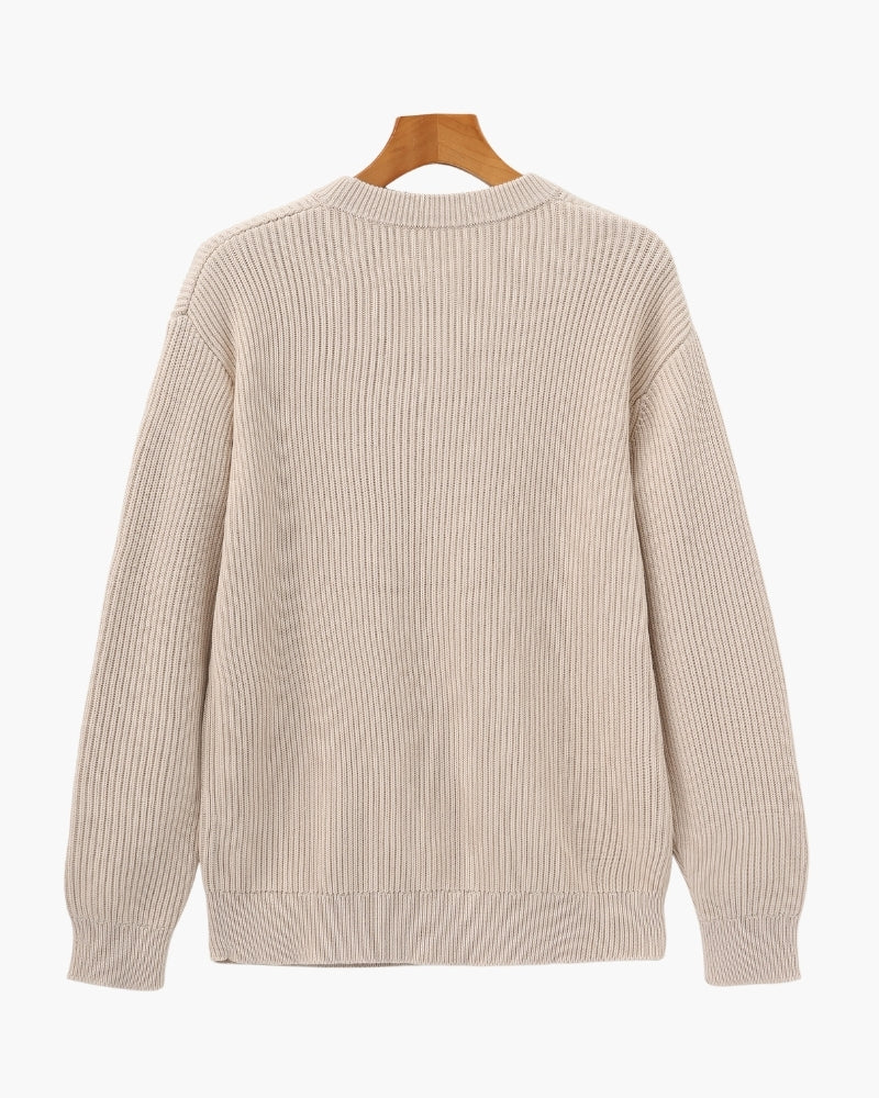 Pull homme en coton à col rond, à rayures, en maille pour l’automne