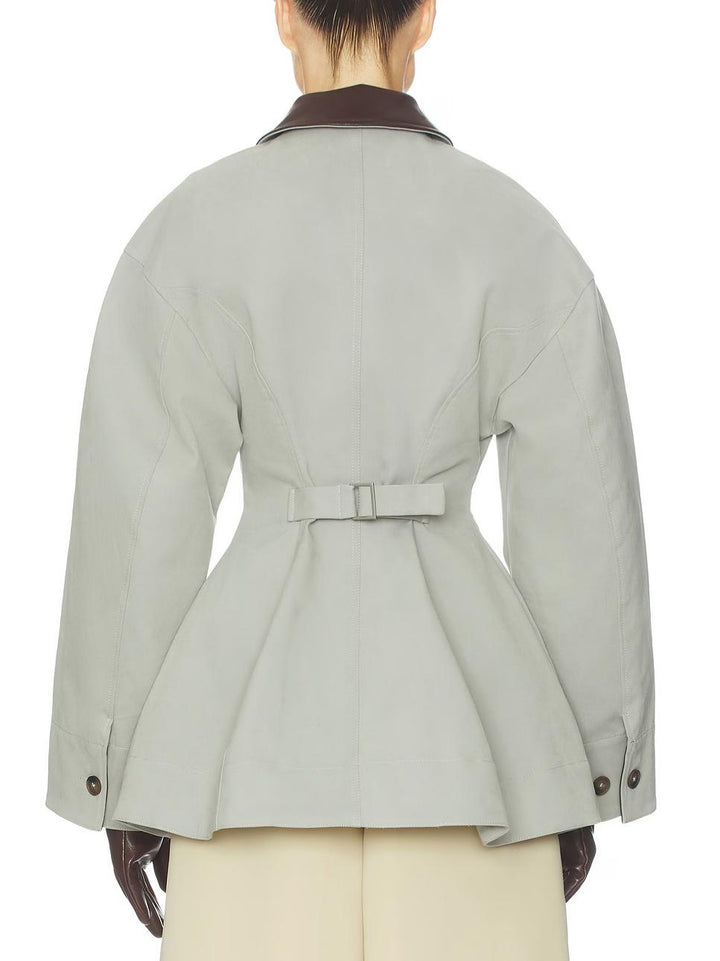 Women's oversized leather jacket, cropped, for fall and transitional seasons