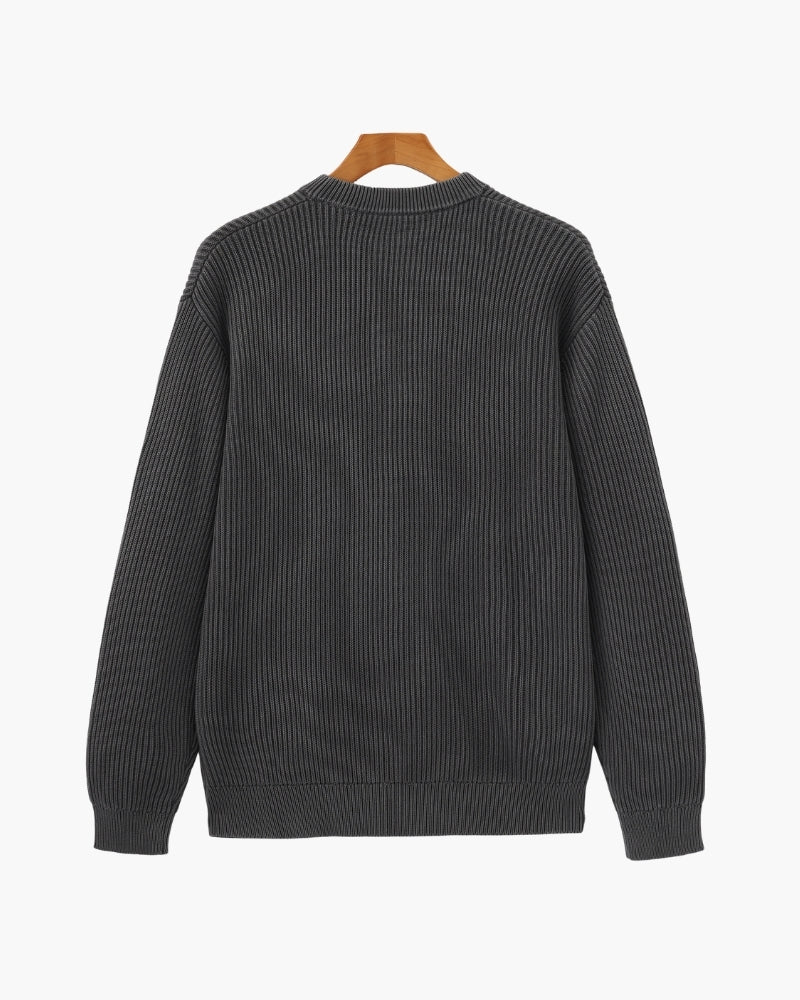Pull homme en coton à col rond, à rayures, en maille pour l’automne