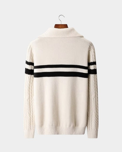 Men’s merino wool sweater for autumn, half-zip knitted sweater